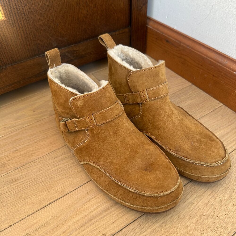 OluKai suede shearling slippers, size 8